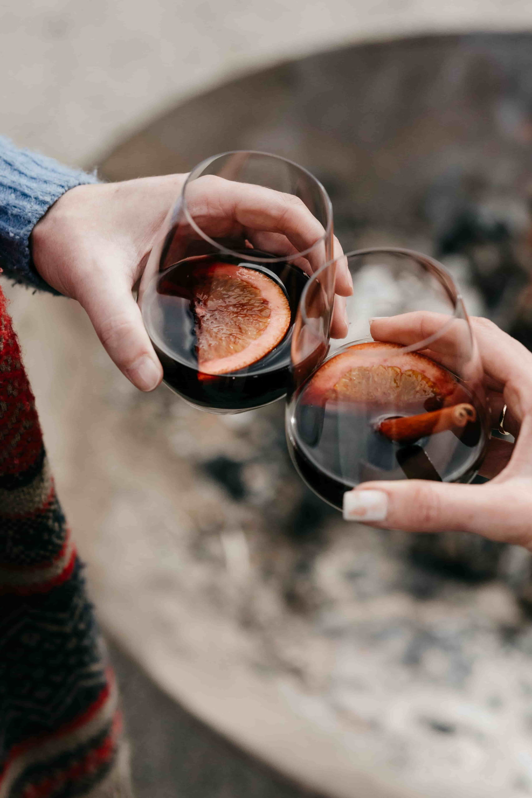 Two people drinking mulled wine