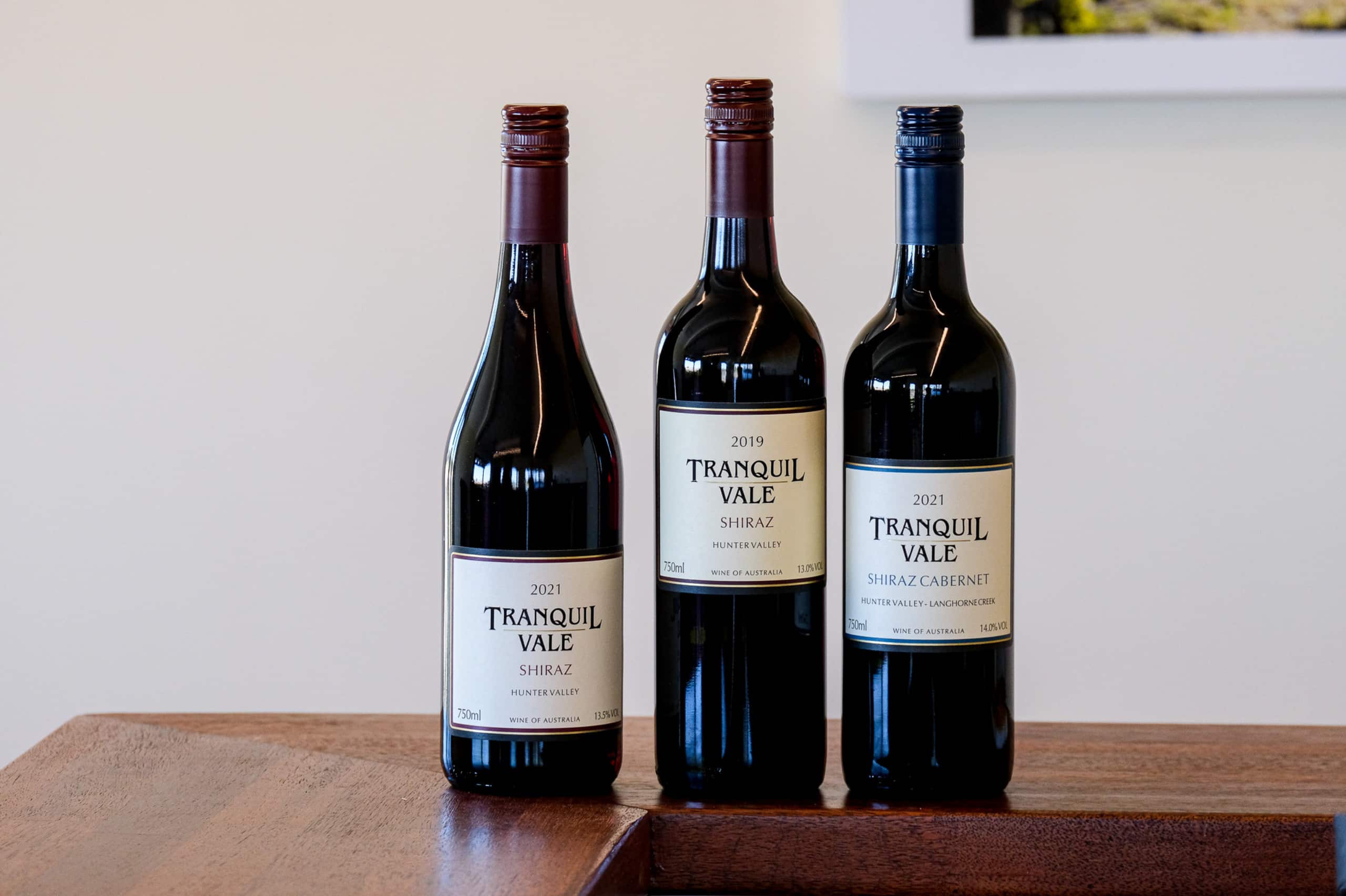 Bottles of Shiraz and Shiraz Cabernet from Tranquil Vale